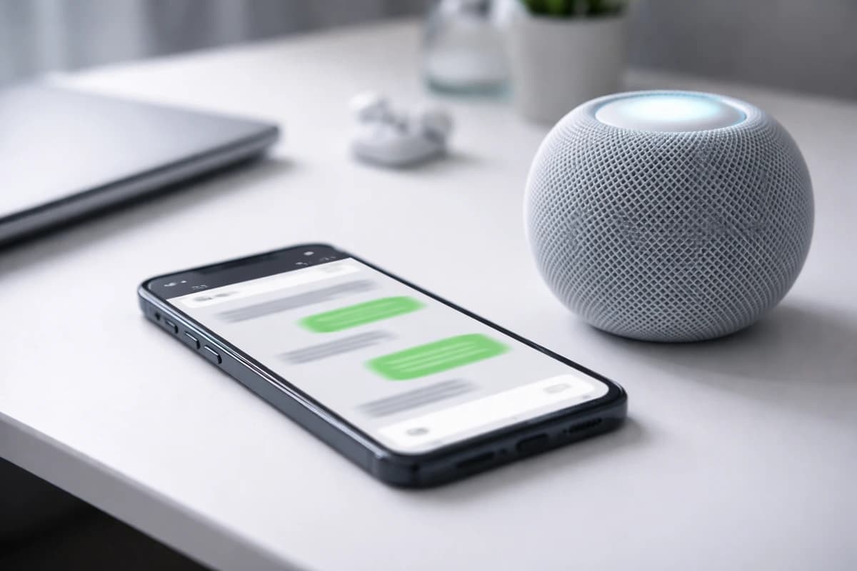 AI chatbot on smartphone with smart speaker automation