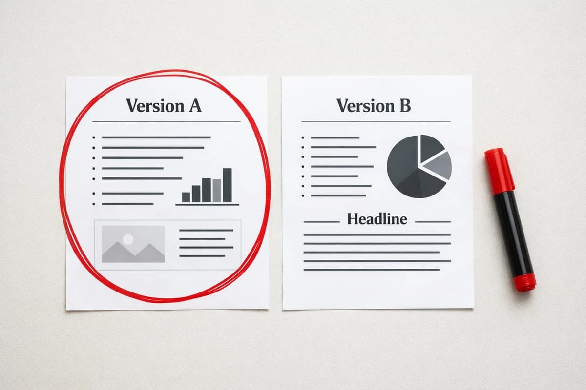 Landing page A/B testing with two layout variations